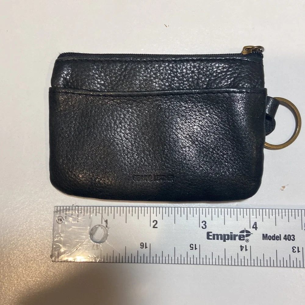 Fossil black keychain coin purse genuine black leather EUC soft - Picture 3 of 5